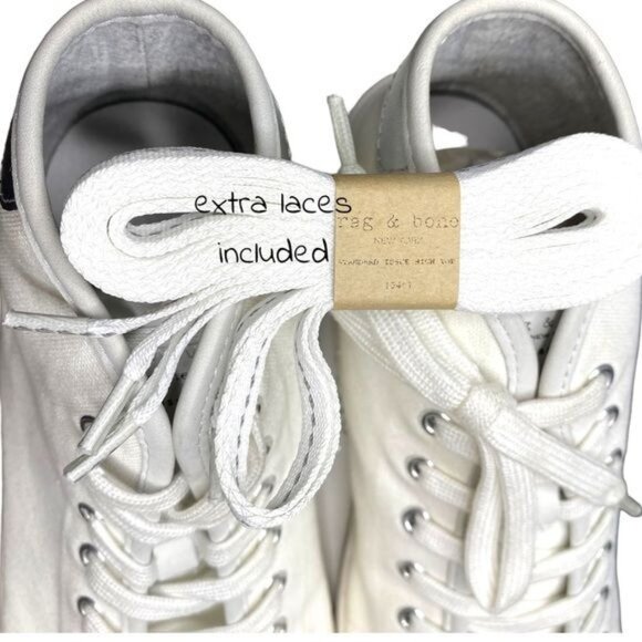 Rag & Bone Standard Issue Sneakers High Tops Canvas White Silver Lace Ups sz 11 - Picture 6 of 16
